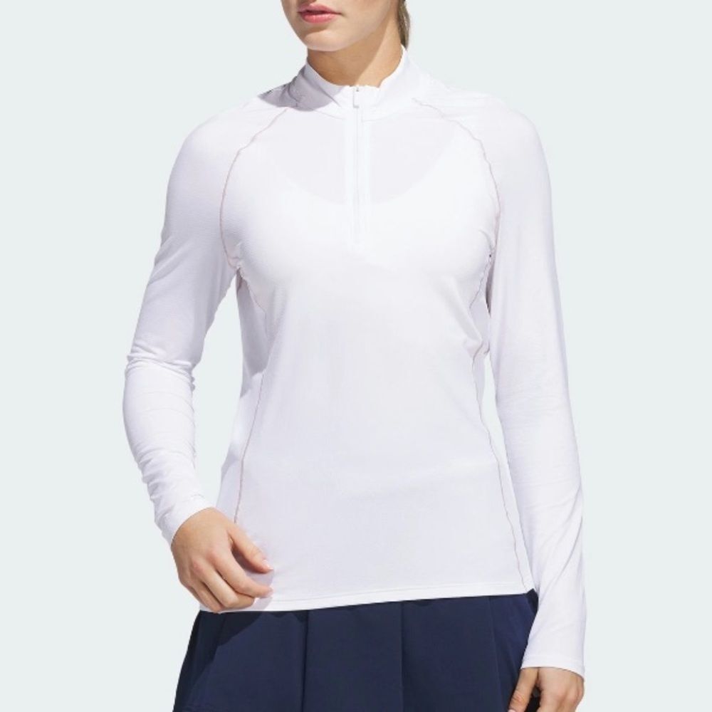 NWT Adidas Ultimate365 Quarter-Zip Polo Golf Shirt Women's Size L White Feminine